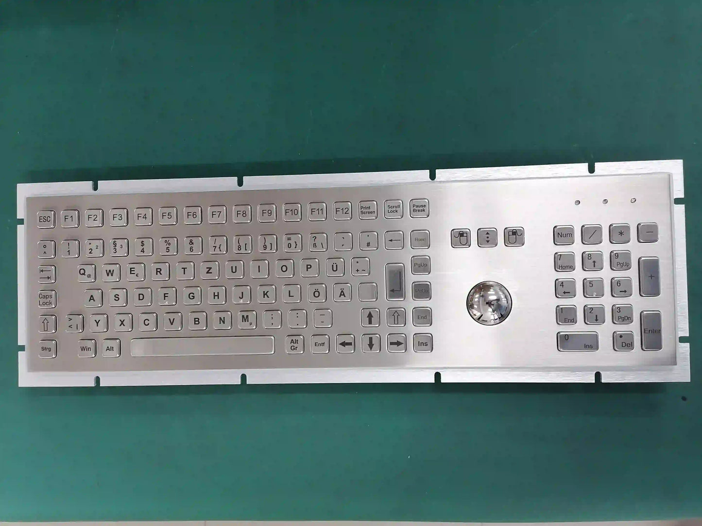 Full Size Industrial Trackball Metal Keyboard With 103 Keys Integrated 38mm Mechanical Ball And Numeric Keypad For Pharmacy