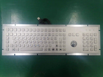 Full Size Industrial Trackball Metal Keyboard With 103 Keys Integrated 38mm Mechanical Ball And Numeric Keypad For Pharmacy