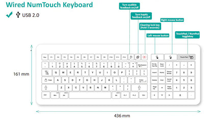 D45 USB Wired Medical Glass Keyboard IP67 Waterproof Touch Pad for Clinic Sickroom Interrogation Room