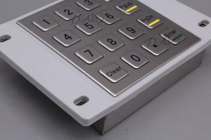 4x4 IP65 Stainless Steel Numeric Metal Keypad With Waterproof Silicone Cover For Outdoor Self-service Car Washing Machine
