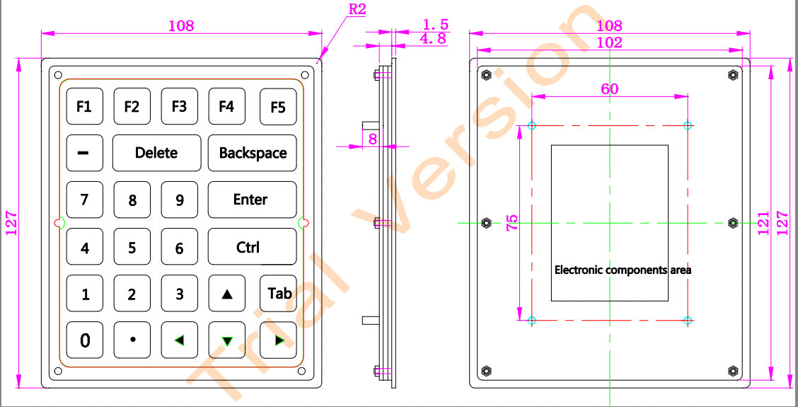 Stainless Steel Industrial Keyboard IP65 Kiosk Metal Numeric Keypad With 26 Keys