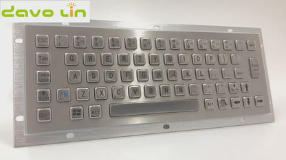 65 Keys Mini Compact Format IP65 Panel Mount Metal Keyboard With USB Port
