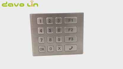 Clavier numérique industriel 4 x 4 en métal, 16 touches, antivandalisme, étanche IP65, rétroéclairage LED, USB