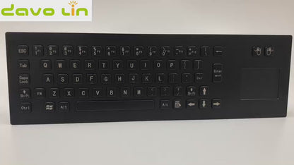 Black IP65 Metal Industrial Stainless Steel USB Keyboard With Touchpad For Ticket Vending Machine Information Kiosk Drone console