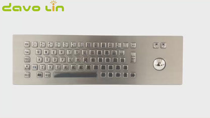 Customized IP65 Waterproof Metal Industrial Stainless Steel Rugged Keyboard With Trackball For CNC Machine