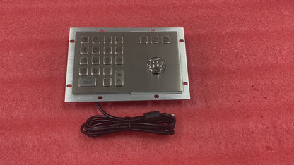 18 Keys Rugged Vandal-Proof Industrial Keyboard Metal Numeric Keypad With Trackball