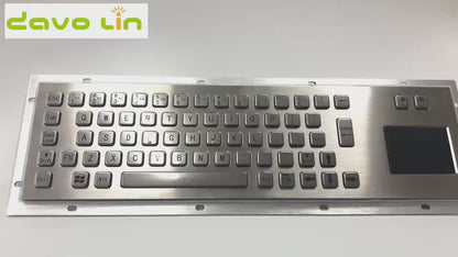 Panel Mount Waterproof IP65 Rugged Kiosk Wired USB PS2 Stainless Steel Metal Industrial Keyboard With Touchpad