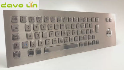 67Keys Panel Mount USB Industrial Stainless Steel Metal Rugged Keyboard With Trackball For Self Service Kiosk Laser Cutting Machine
